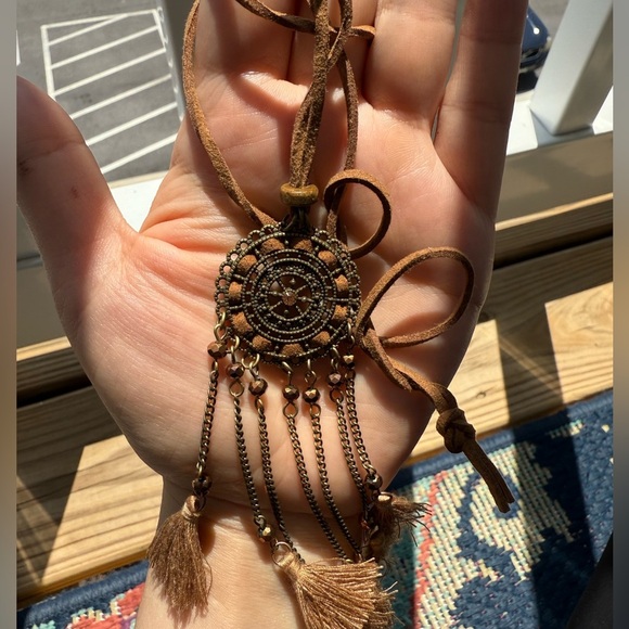Anthropologie Vintage Ethnic Wheel Tassel Long Necklace - Picture 6 of 7